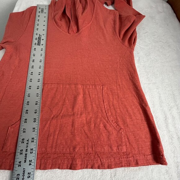 Cut Loose Womens Hooded Long Sleeve Top Small Orange Kangaroo Pocket Pullover - Picture 7 of 7
